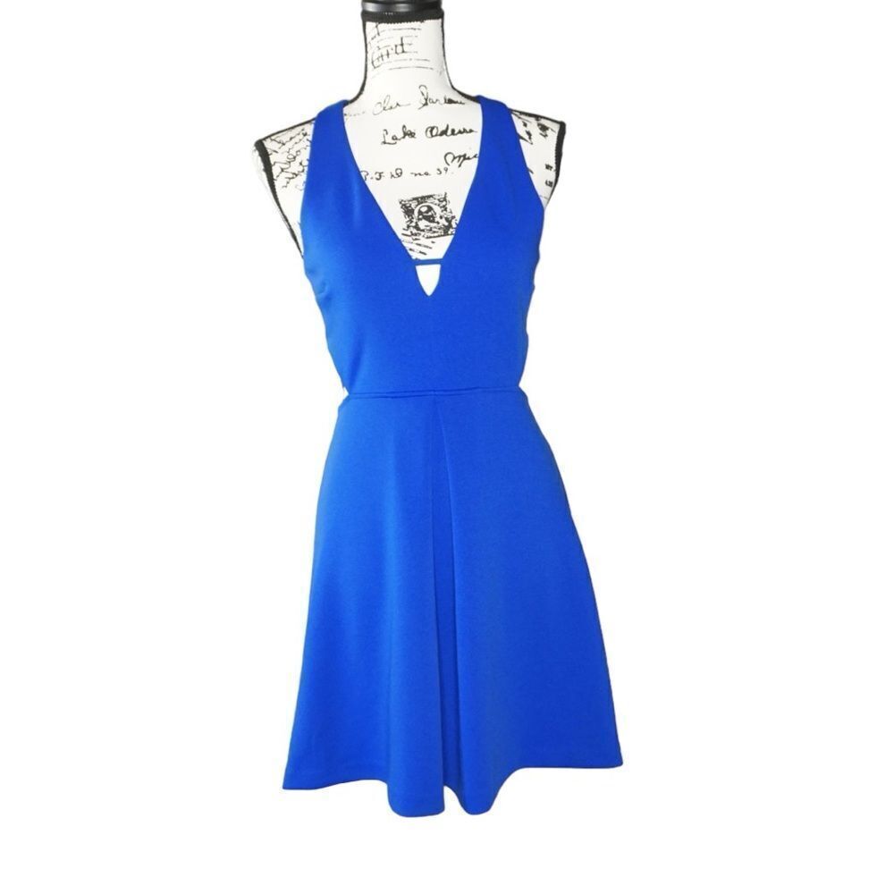 Express Royal Blue Sleevless Flare Mini Cutout Dress, Size 6